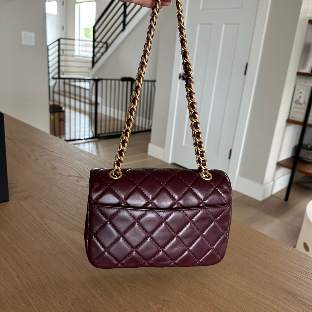 SOLD- Chanel Burgundy small Flap Bag Lambskin - Picture 5 of 14